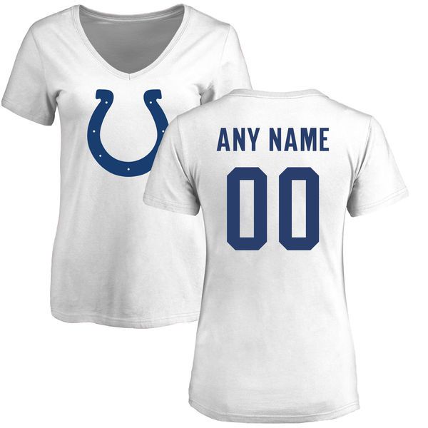 Women Indianapolis Colts NFL Pro Line White Custom Name and Number Logo Slim Fit T-Shirt->nfl t-shirts->Sports Accessory
